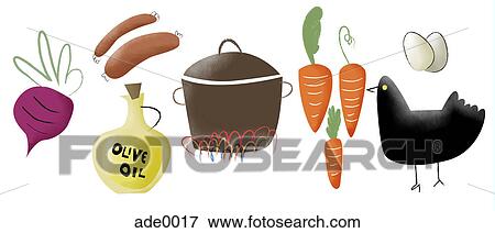Various types of food View Large Illustration Stock Illustration - Various types of food. Fotosearch