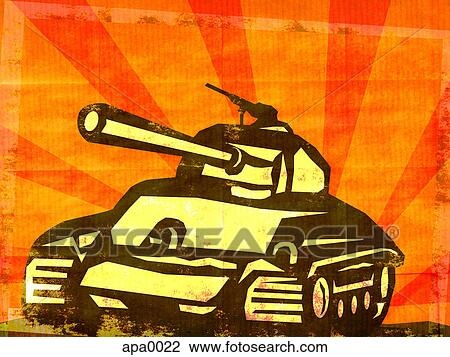 A battle tank View Large Illustration Drawing - A battle tank. Fotosearch