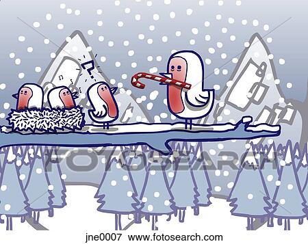 A bird with a candy cane in its mouth View Large Illustration Stock Illustration - A bird with a candy cane in its mouth. Fotosearch
