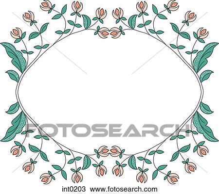 A border of flowers View Large Illustration Drawing - A border of flowers. Fotosearch