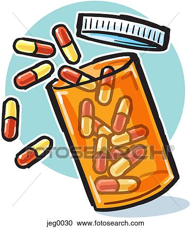 Clipart - A bottle of pills. Fotosearch