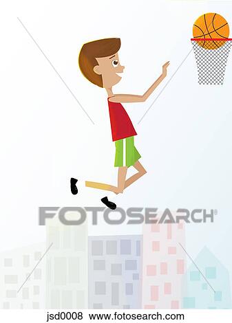 Stock Illustration - A boy playing basketball. Fotosearch