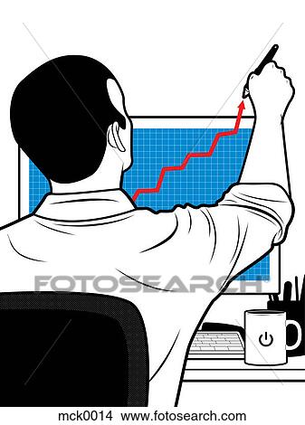Stock Illustration - A businessman drawing a sales chart. Fotosearch