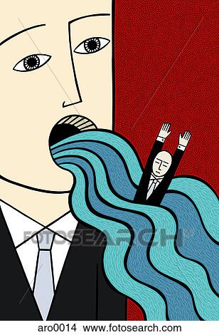 Stock Illustration - A businessman flowing out of a man's mouth. Fotosearch