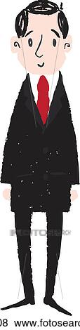 Stock Illustration - A businessman in a black suit and red tie. Fotosearch