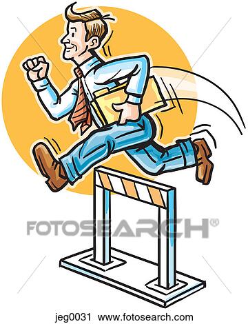 Clip Art - A businessman jumping a hurdle. Fotosearch