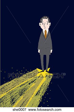 A businessman on a dark background View Large Illustration Stock Illustration - A businessman on a dark background. Fotosearch