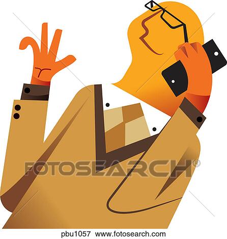 Stock Illustration - A businessman talking on his cell phone. Fotosearch