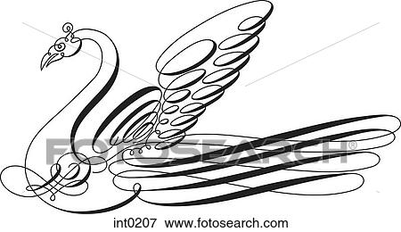Stock Illustration - A calligraphic bird. Fotosearch