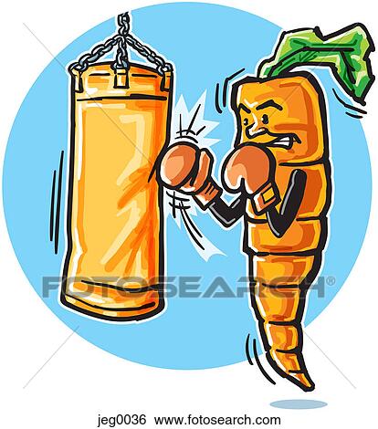 A carrot hitting a punching bag View Large Illustration Stock Illustration - A carrot hitting a punching bag. Fotosearch