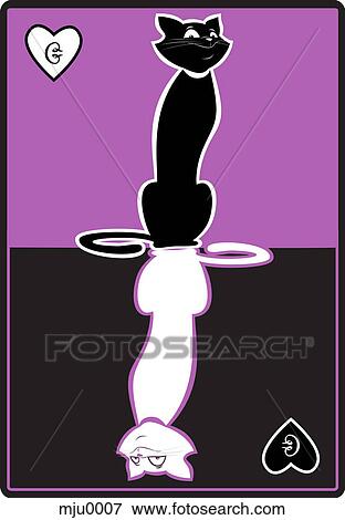 A cat playing card Stock Illustration | mju0007 | Fotosearch
