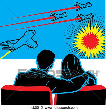 Drawing - A couple looking at planes taking off. Fotosearch