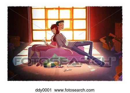 Clip Art - A couple who have just finished drinking alcohol. Fotosearch