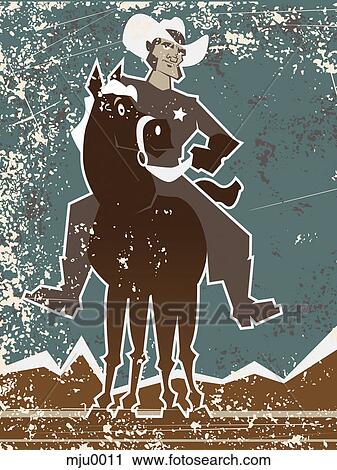 A cowboy View Large Illustration Clip Art - A cowboy. Fotosearch