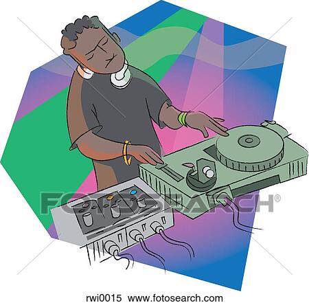 Stock Illustration - A deejay spinning. Fotosearch