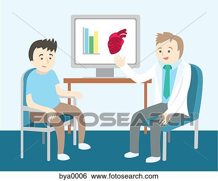 Stock Illustration - A doctor talking to a patient about his health. Fotosearch