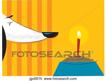 A dog and dog food with a candle in it View Large Illustration Stock Illustration - A dog and dog food with a candle in it. Fotosearch