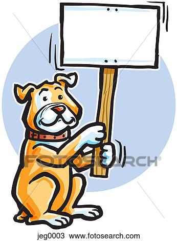 A dog carrying a sign View Large Illustration Drawing - A dog carrying a sign. Fotosearch