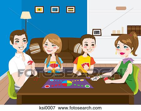 A family having a game night View Large Illustration Stock Illustration - A family having a game night. Fotosearch