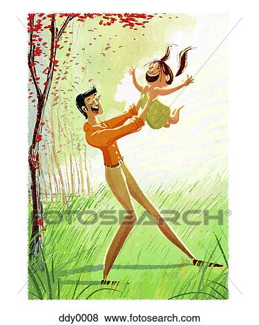 Stock Illustration - A father holding is daughter up. Fotosearch