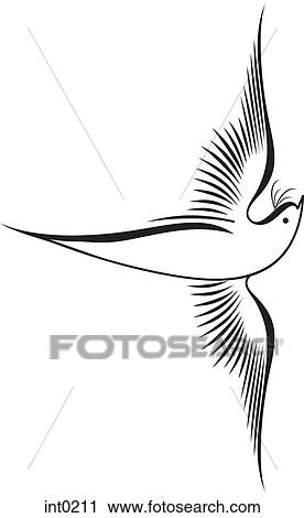 A flying bird View Large Illustration Clip Art - A flying bird. Fotosearch