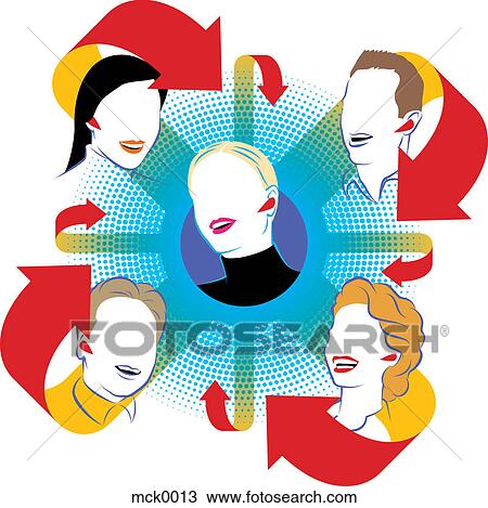 Drawing - A group of people communicating. Fotosearch