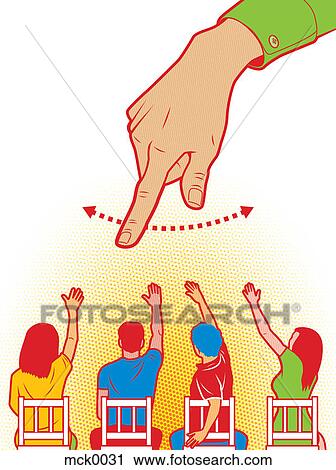 Clip Art - A hand pointing at students. Fotosearch