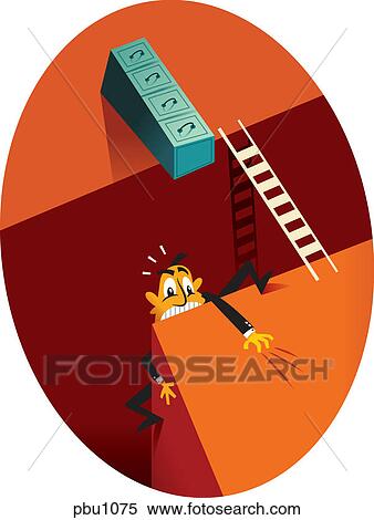 Stock Illustration - A man climbing a wall. Fotosearch