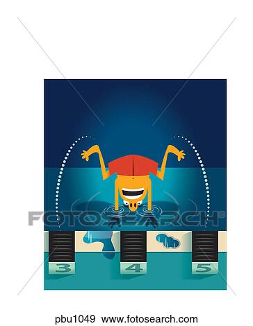 Stock Illustration - A man diving into a pool. Fotosearch