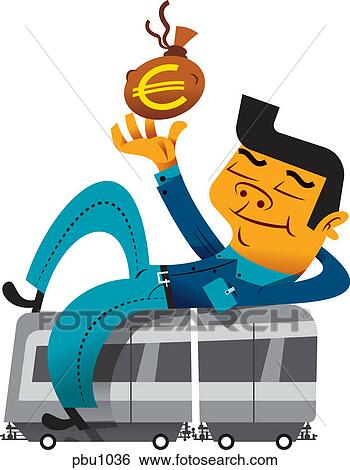 Stock Illustration - A man holding a bag of euros. Fotosearch
