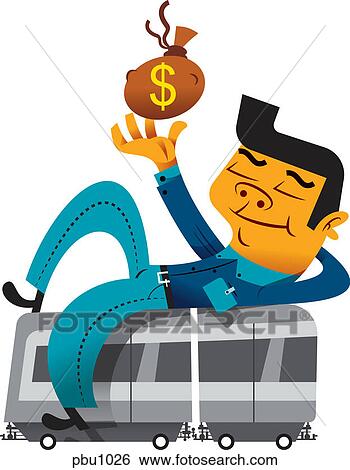 Stock Illustration - A man holding a bag of money. Fotosearch