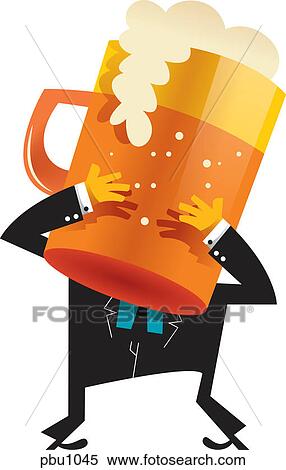 Stock Illustration - A man holding a large beer mug. Fotosearch
