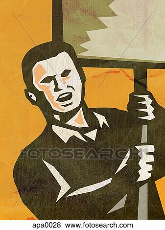Stock Illustration - A man holding a sign. Fotosearch