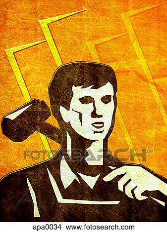Stock Illustration - A man holding a sledgehammer. Fotosearch