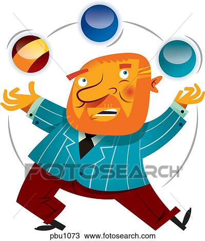Drawing - A man juggling. Fotosearch