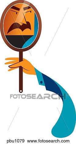 Stock Illustration - A man looking at her reflection in the mirror. Fotosearch