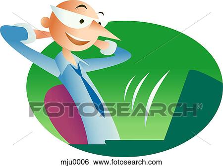 Stock Illustration - A man looking at his computer. Fotosearch