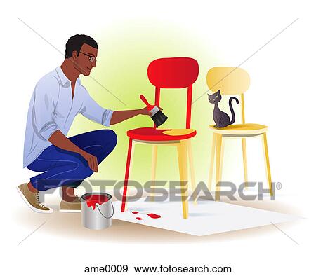 A man painting a chair View Large Illustration Stock Illustration - A man painting a chair. Fotosearch