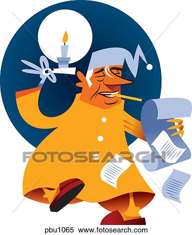 Stock Illustration - A man reading at night while holding a candle. Fotosearch