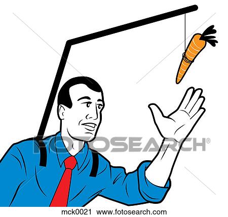 Clip Art - A man trying to reach for a carrot. Fotosearch