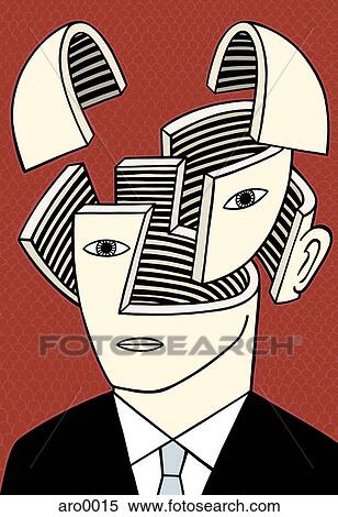 A man whose head is formed by multiple pieces View Large Illustration Stock Illustration - A man whose head is formed by multiple pieces. Fotosearch