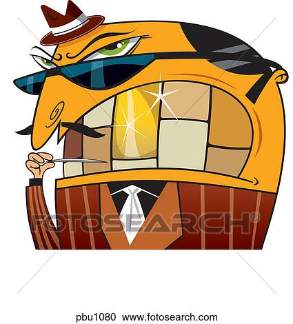 Clipart - A man with a golden tooth. Fotosearch