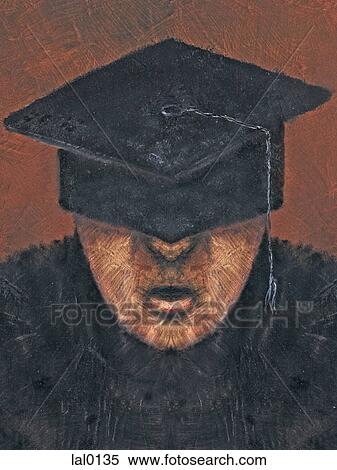 Stock Illustration - A man with a graduation cap over his eyes. Fotosearch