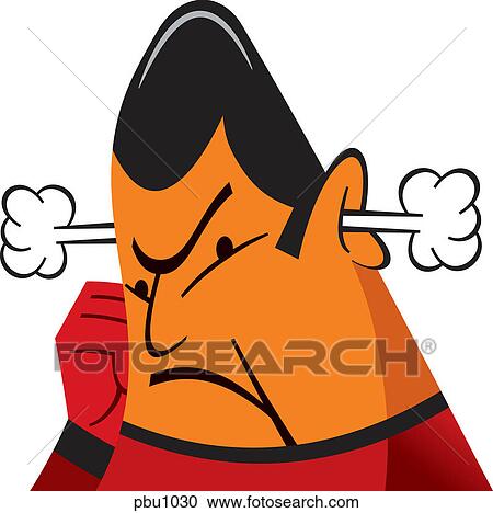A man with steam coming out of his ears View Large Illustration Clipart - A man with steam coming out of his ears. Fotosearch