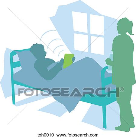 Clipart - A patient using a tablet. Fotosearch