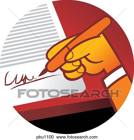 Clipart - A person signing a document. Fotosearch