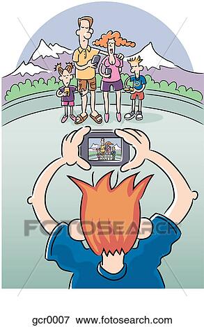 A person taking a picture of a family View Large Illustration Stock Illustration - A person taking a picture of a family. Fotosearch