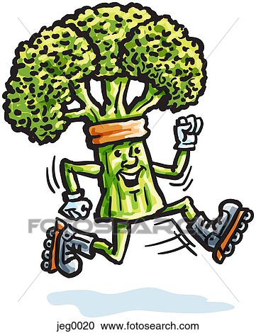 A piece of broccoli roller blading View Large Illustration Clipart - A piece of broccoli roller blading. Fotosearch