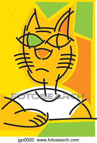Clipart - A portrait of a cat. Fotosearch