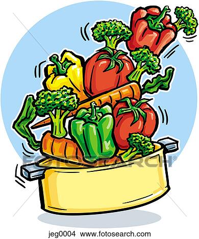 A pot full of vegetables View Large Illustration Stock Illustration - A pot full of vegetables. Fotosearch